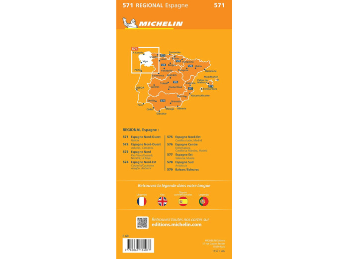 CARTE REGIONALE ESPAGNE NORD-OUEST, GALICIA