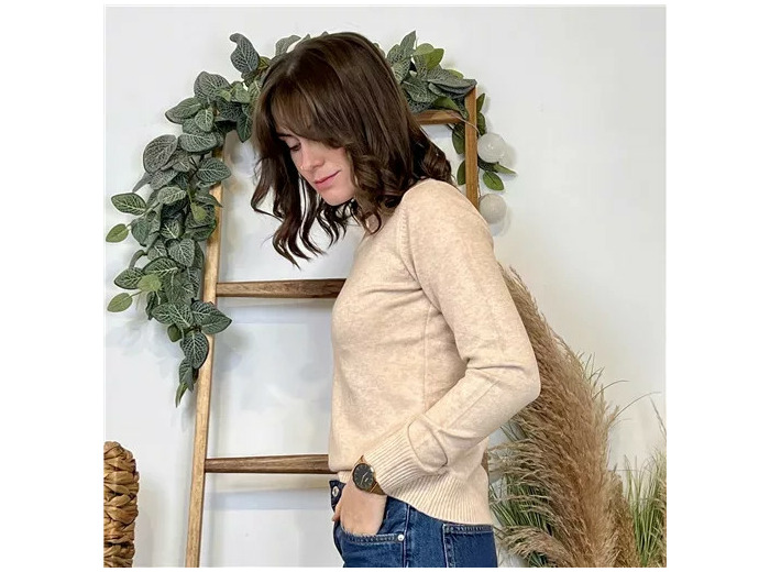 Y374- Pull Épais sans laine «Voggo» (T36-T48) (beige)