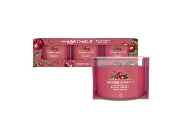 LOT DE 3 VOTIVES EN VERRE - CERISE GRIOTTE