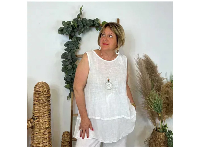 Z158- Debardeur coton (Gt) (blanc)