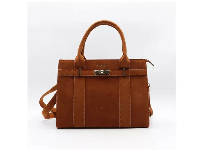 P399- Sac porté main aspect Daim Flora & Co (camel)