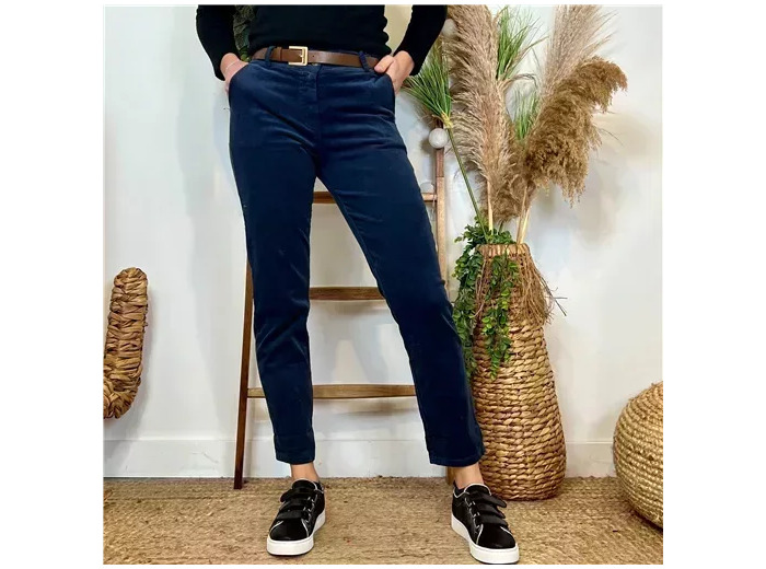 L804- Pantalon en velour (T36-T44) (marine)