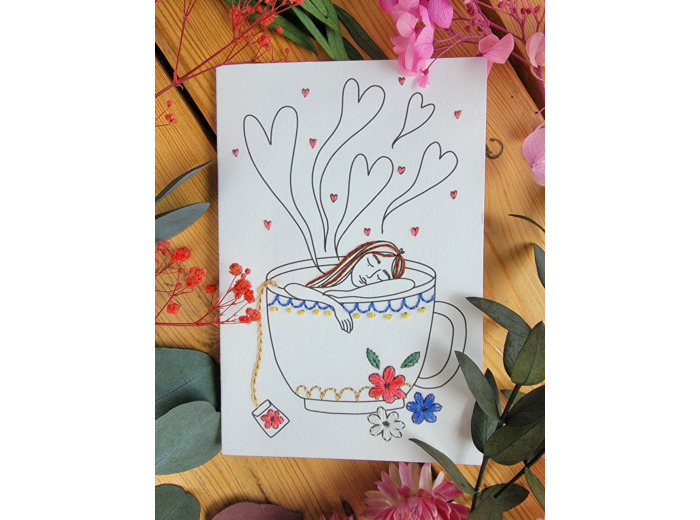 Carte à broder - La tisane