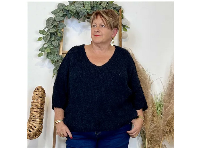 K064- Pull Oversize Maille Bouclette 🇮🇹 (marine)