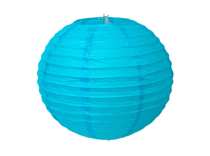 Lampion en papier de soir de 25 cm de diametre turquoise