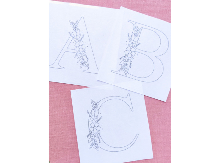 Lettres à broder + Tuto - Hydrosoluble prêt à broder