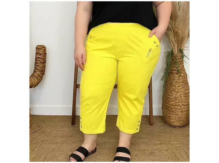 T581- Pantacourt stretch uni JST (T38-T52) (jaune)