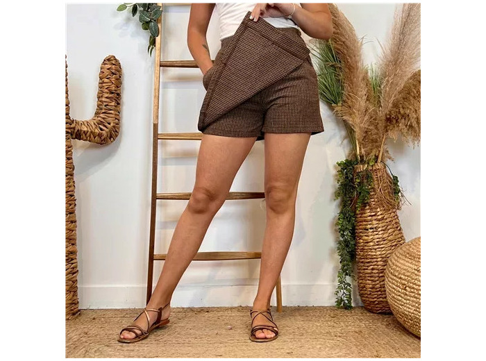 L730- Jupe short "By One" (T36-T40) (marron)