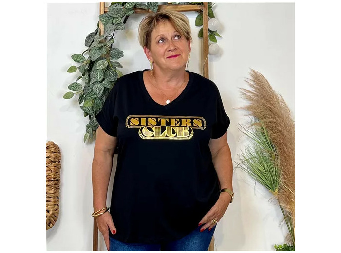 Z149- T Shirt "Sisters Club" (Gt) 🇮🇹 (noir)