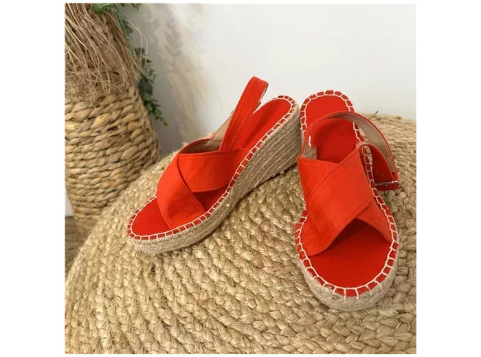 R464- Espadrilles compensées (T35-T41) (rouge)