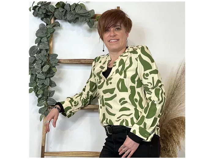 K612- Blouse marbrée "Akoz" (kaki)