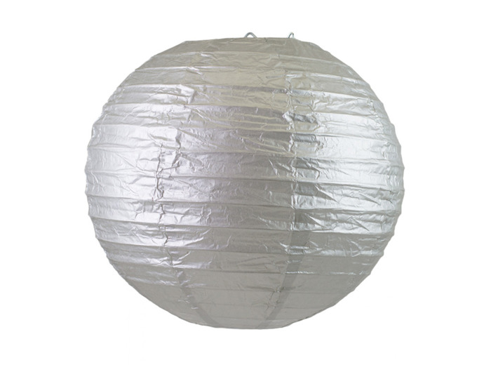 Lampion en papier de soir de 30 cm de diametre Gris metalise