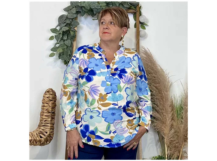 Z101- Blouse « Christy "Seventies" (T44-T52) (bleu jeans)