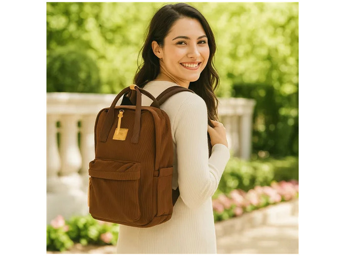P399- Sac à dos "Velour" Flora & Co (marron)