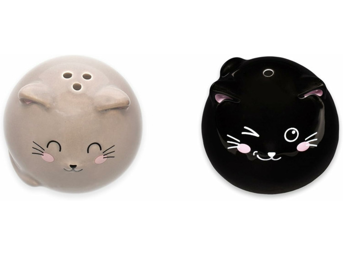 Legami - Set Sel Et Poivre En Céramique, Thème Kitty, Décorés À La Main