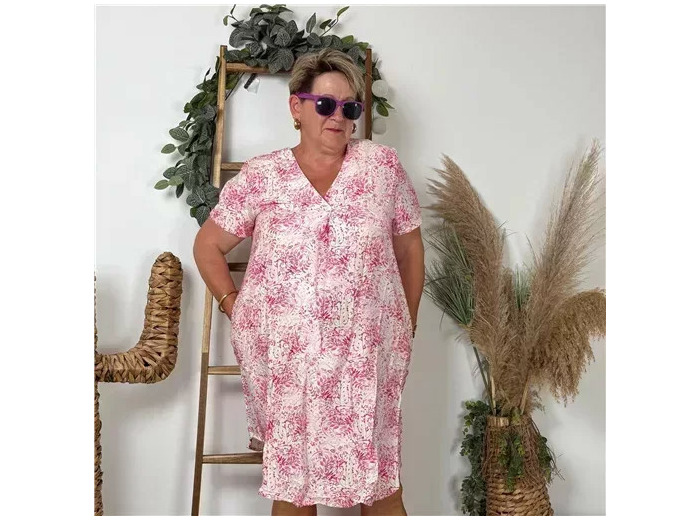 Z329- Robe Christy "Fleurettes" (T44-T52) (fuchsia)
