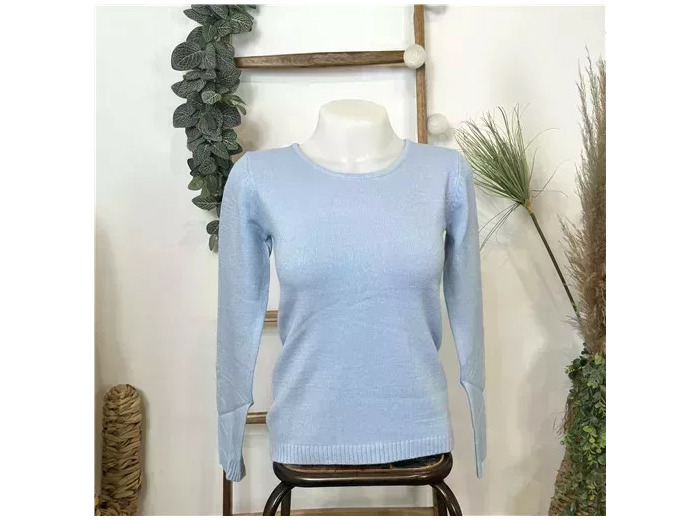 Y251- Pull Laine Cachemire "Tricotonic" (les T36&40) (bleu ciel)