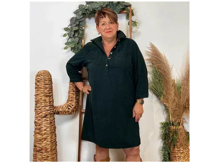 K056- Robe Velours "Maëlle" (T40-T48) (vert sapin)