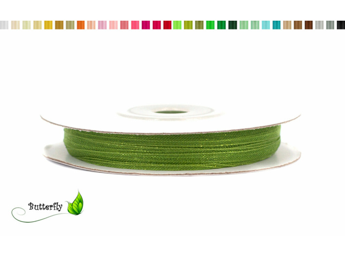 Ruban organza 3mm de large bobine de 50 metres de long vert olive