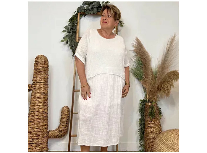 K146- Robe Crop-Top (Tu) (blanc)