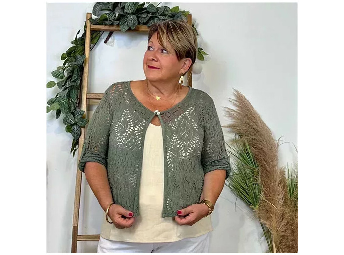 Z132- Gilet court Ajouré 🇮🇹 (kaki)