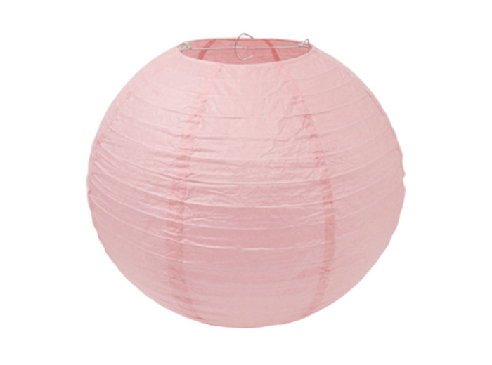 Lampion en papier de soir de 25 cm de diametre rose