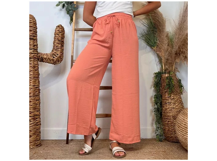 L761- Pantalon flou large 1er PRIX (Tu) (corail)