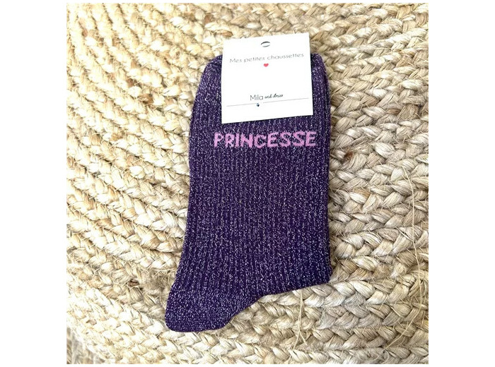 V321- Chaussettes paillettes "Princesse" (violet)
