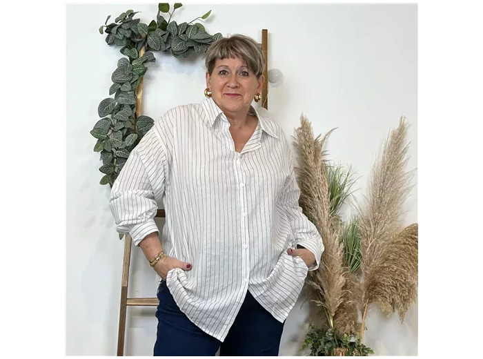 K807- Chemise rayée Christy (T44-T52) (blanc)
