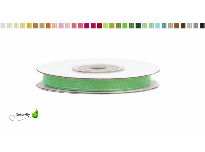 Ruban organza 6 mm de large bobine de 25 metres de long vert d'eau