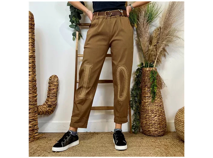 L799- Pantalon stretch  L.O.(tu) 🇮🇹 (camel)