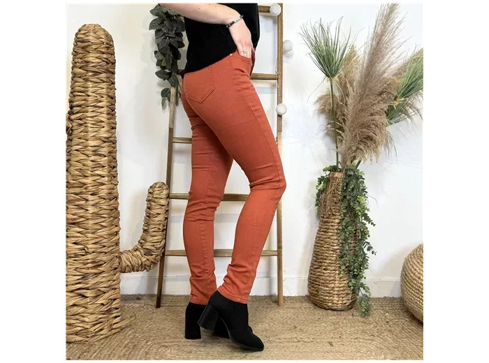 O557- Jean Slim Voggo T36-T44 (rouille)