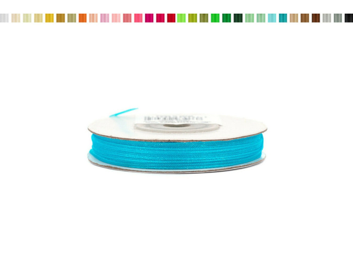 Ruban organza 3mm de large bobine de 50 metres de long turquoise