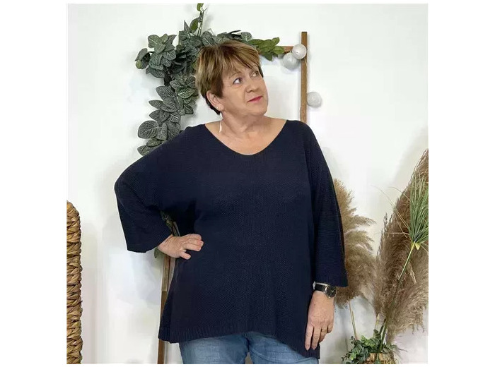 Z163- Pull Nid d'Abeille (Gt)  🇮🇹 (marine)