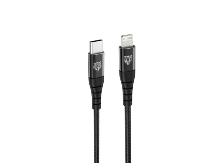 Tiger Lite - TIGER POWER LITE CABLE RENFORCE USB-C LIGHTNING 2M NOIR