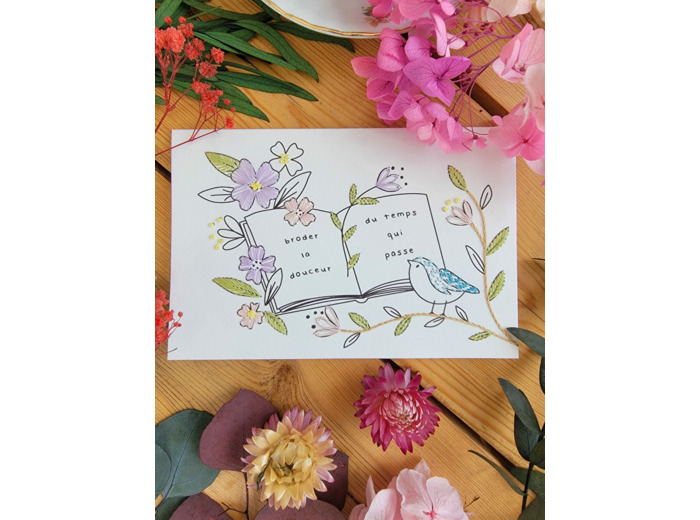 Carte à broder - Broder la douceur du temps qui passe