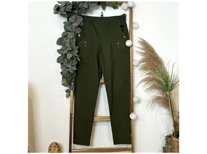 T580- Pantalon confort zips (T38-T52) (kaki)