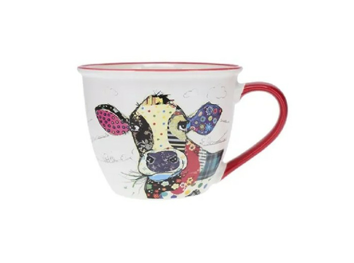 KIUB Bol timbale avec une anse - Motif vache - matière porcelaine fine - contenance 550ML