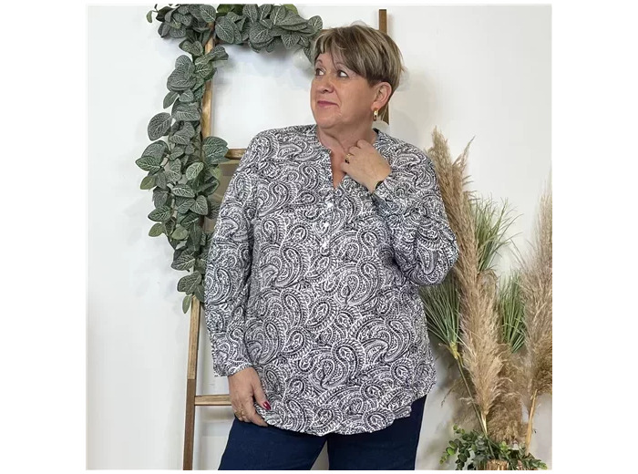 K818- Blouse «Cachemire » Christy (T44-T52) (marine)