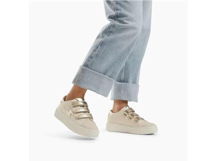Baskets éclair Summer beige et or à scratchs - Vanessa Wu