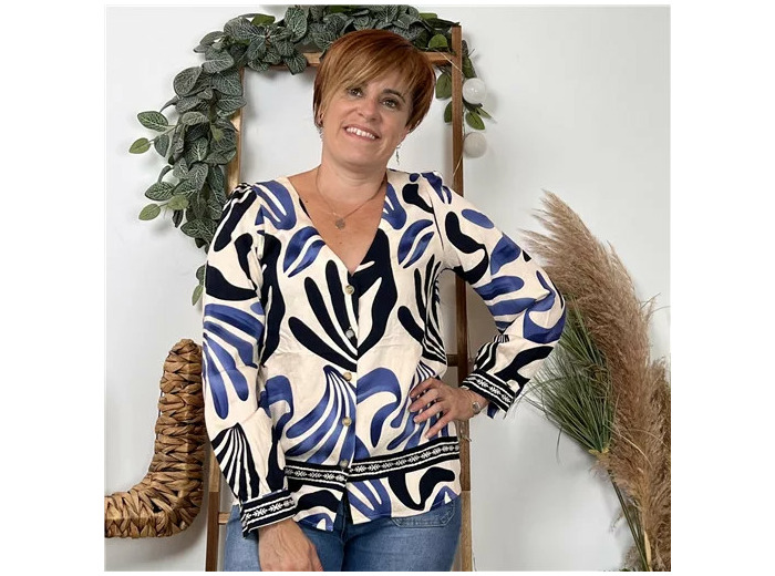 K108- Blouse "In April" (marine)