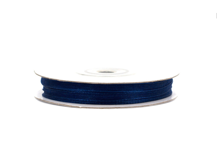 Ruban organza 3mm de large bobine de 50 metres de long bleu marine