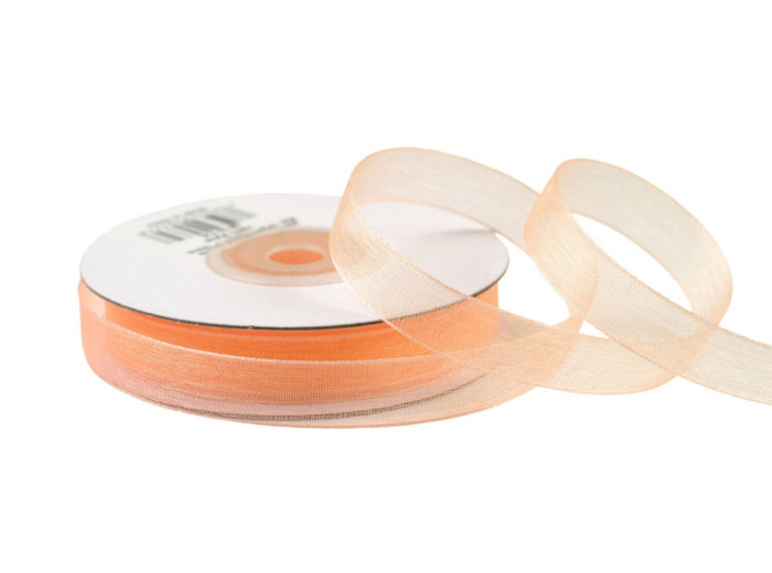 Ruban organza 12 mm de large bobine de 25 metres de long abricot ref 714
