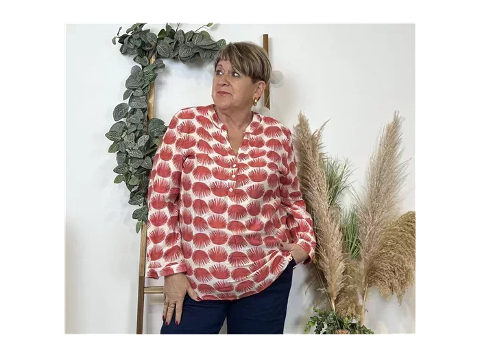 K809- Blouse Christy "Oursin" (T44-T52) (rouge)