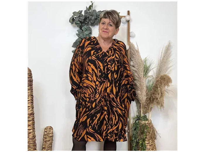 K784- Robe CHRISTY Marbrée (T44-T52) (rouille)