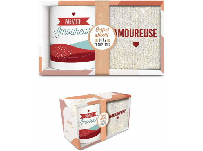 STC coffret mug et chaussettes à paillettes "Amoureuse"