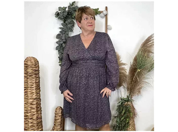 L0650- Robe trapèze bicolore (T40-T48) (marine)