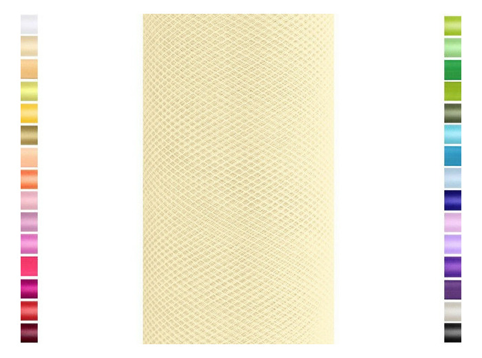 Tulle fin et souple beige de 15 cm de large et 9 m de long vendu en rouleau
