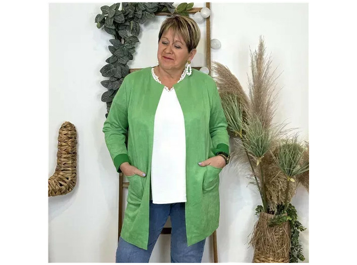 Z554- Veste ouverte en suédine (vert brésil)