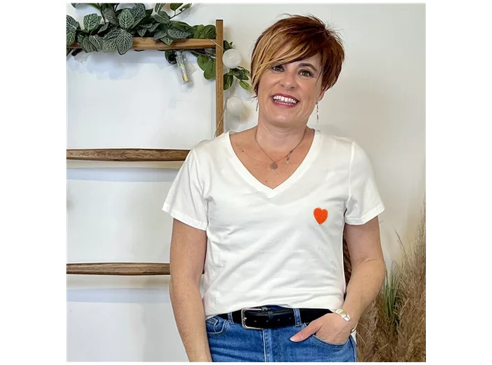 K232- T-shirt Coeur (T36-T40) 🤎 (orange)